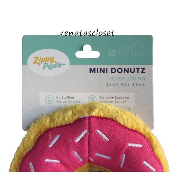Zippy Paws Mini Donutz Plush Dog Toy - Strawberry NWT - Picture 4 of 7